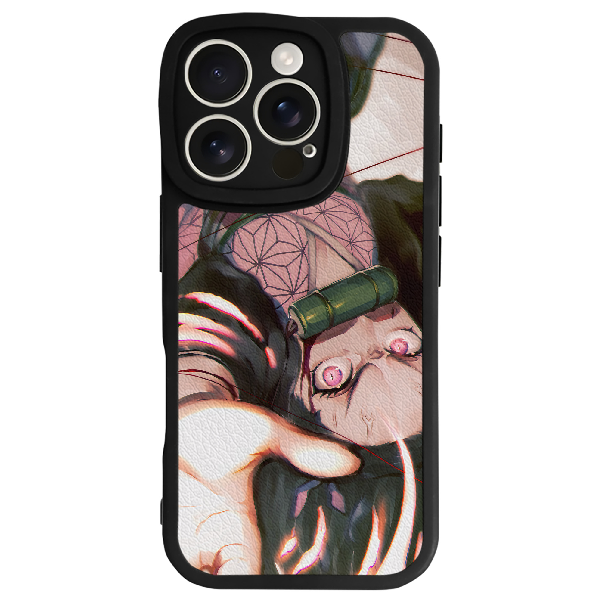 （画像用） 鬼滅の刃（きめつのやいば）竈門 禰󠄀豆子／かまど ねずこ Kamado Nezuko 【iPhone 16シリーズ対応】シリコンスマホケース（レザー調） 材質：シリコン